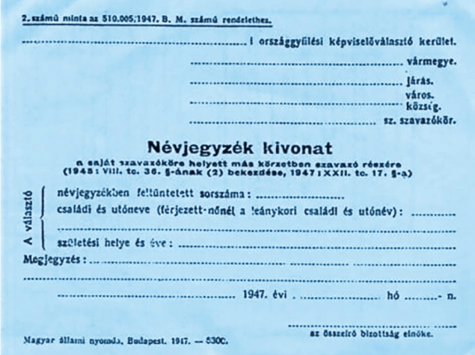 1947. augusztus 31. | A kékcédulás választások